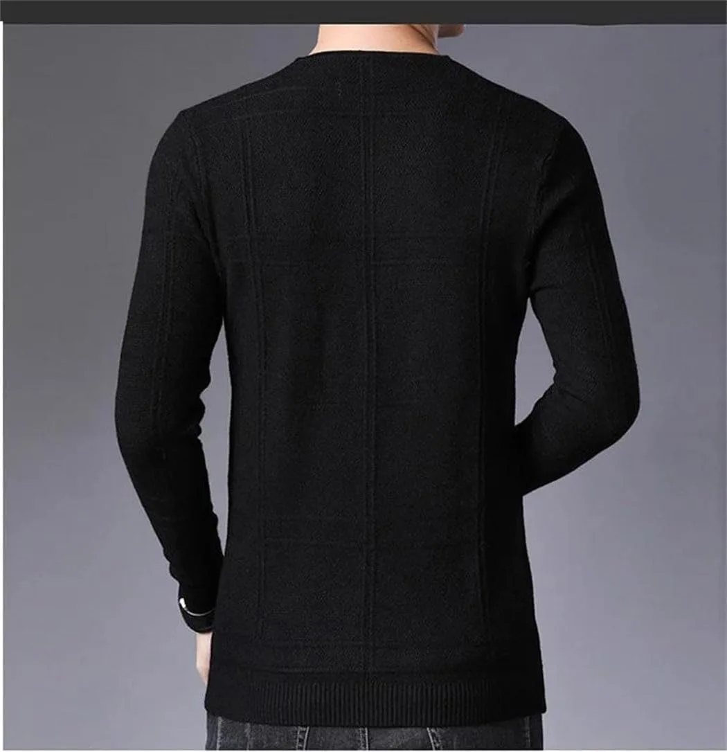 Мужской свитер Slim Fit V-образным вырезом однотонный для весны и осени — фото 2