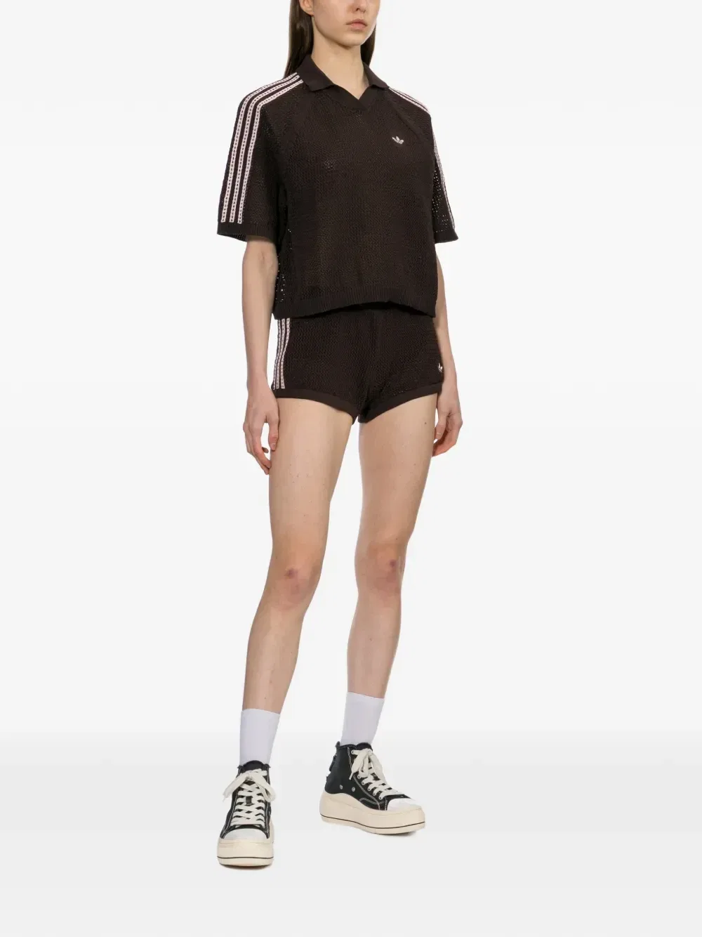 Мини-шорты, связанные крючком Adidas, коричневый — фото 2