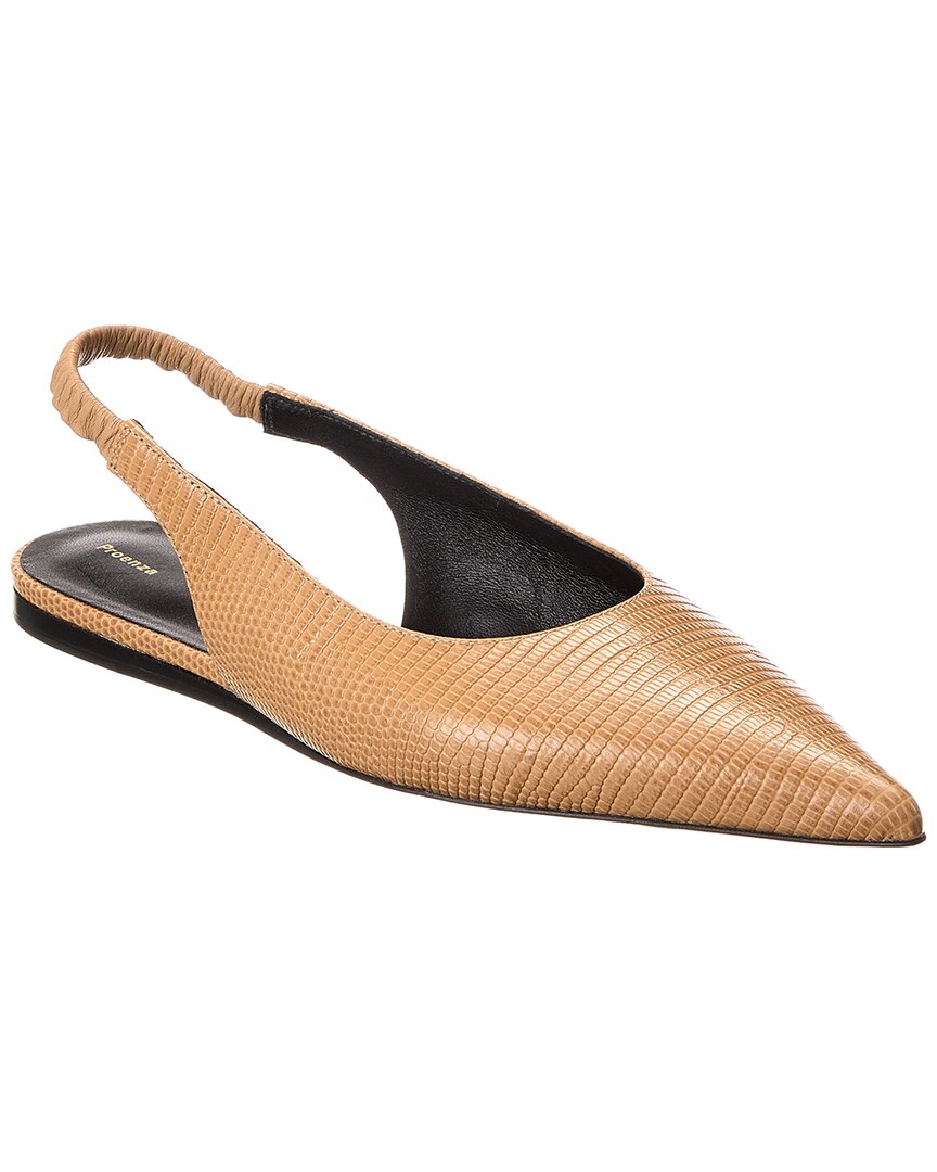 Proenza Schouler Spike Плоские туфли-лодочки с тиснением под кожу ящерицы, коричневый