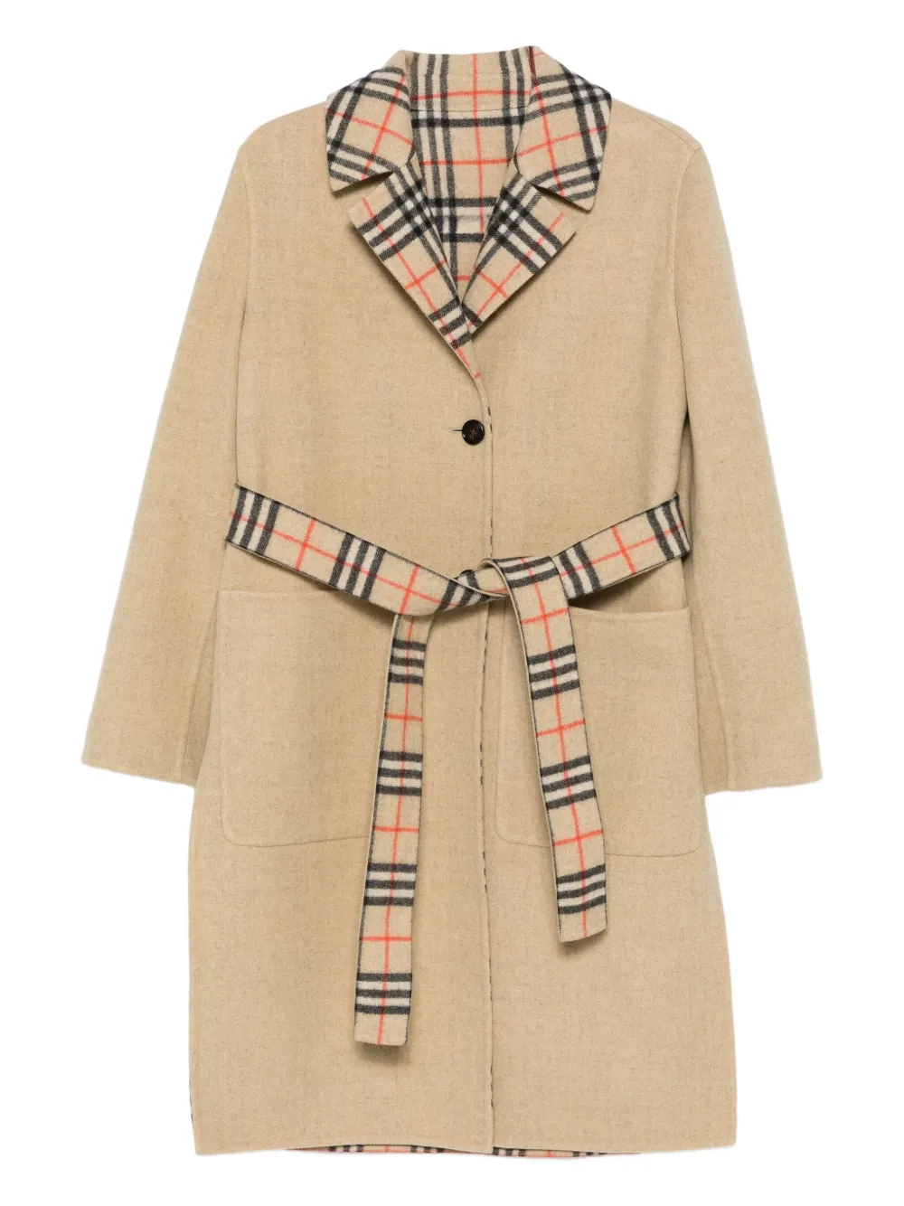 

Пальто с поясом BURBERRY, нейтральный
