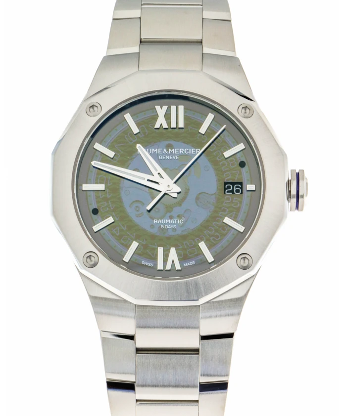 

Автоматические часы Riviera со стальным синим циферблатом Baume Et Mercier, синий