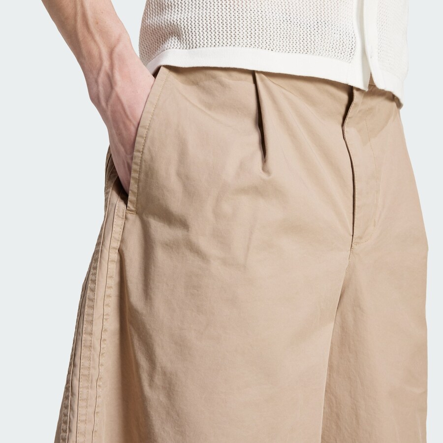 Широкие брюки со складками спереди ADIDAS ORIGINALS adidas Originals Wide Leg Bermuda, Beige — фото 3