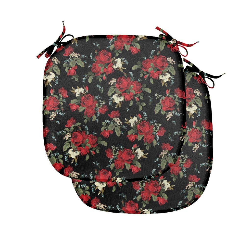 

ABAKUHAUS Красные и черные подушки для обеденного стула, Shabby Garden Farm, декоративная водонепроницаемая подушка с ремнями для кухонных сидений, 40 см x 40 см — упаковка из 2 шт., красный черный оливково-зеленый
