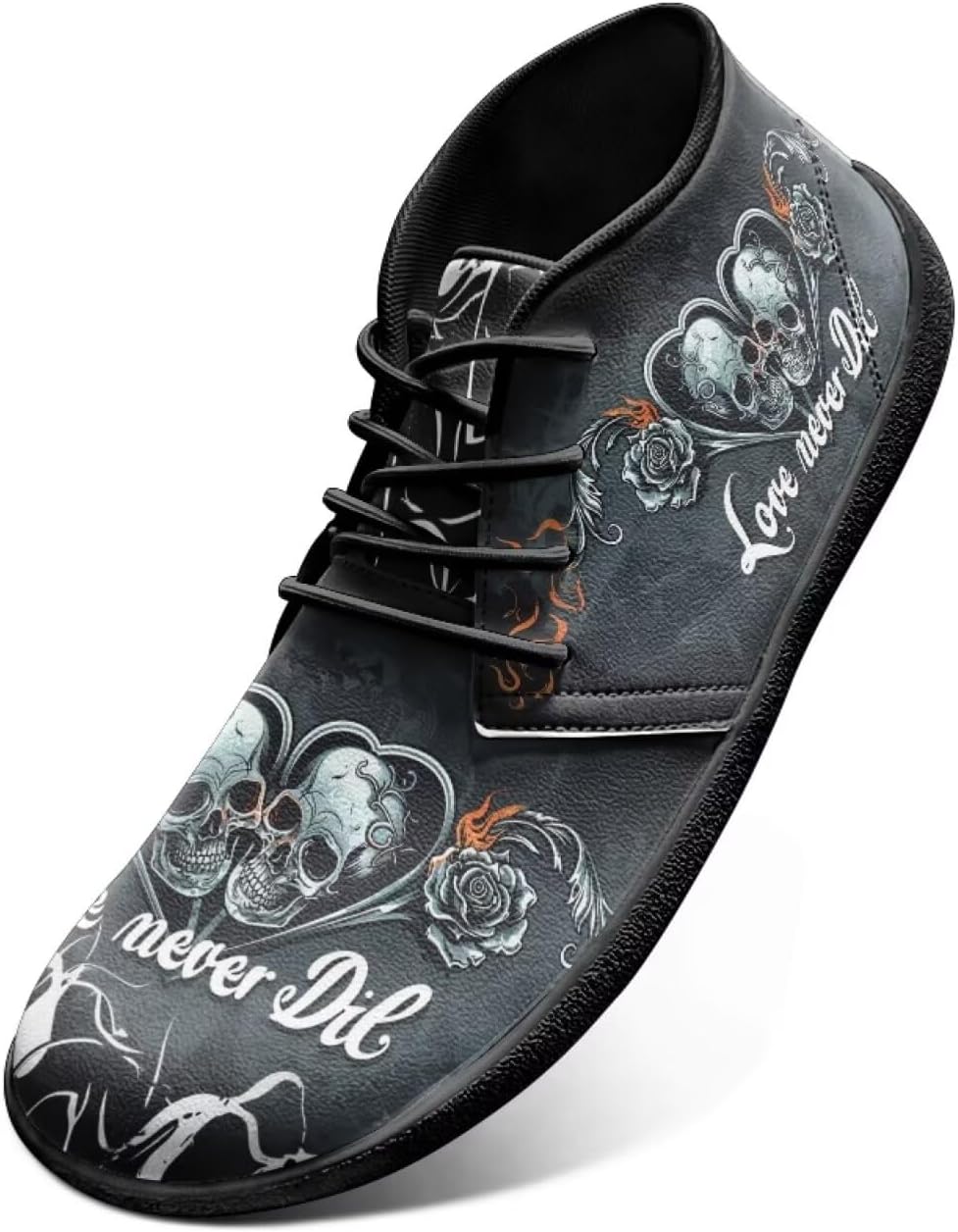 

Мужские кроссовки для кросс-тренинга с резиновой подошвой и широким носком, принтом в виде черепов Watdotory, Heart Skull Rose