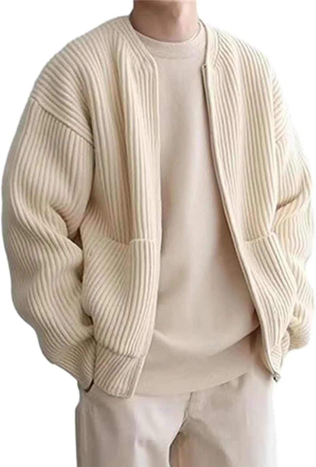 

Женский свитер, мужской кардиган на молнии однотонный вязаный Dsgzkk