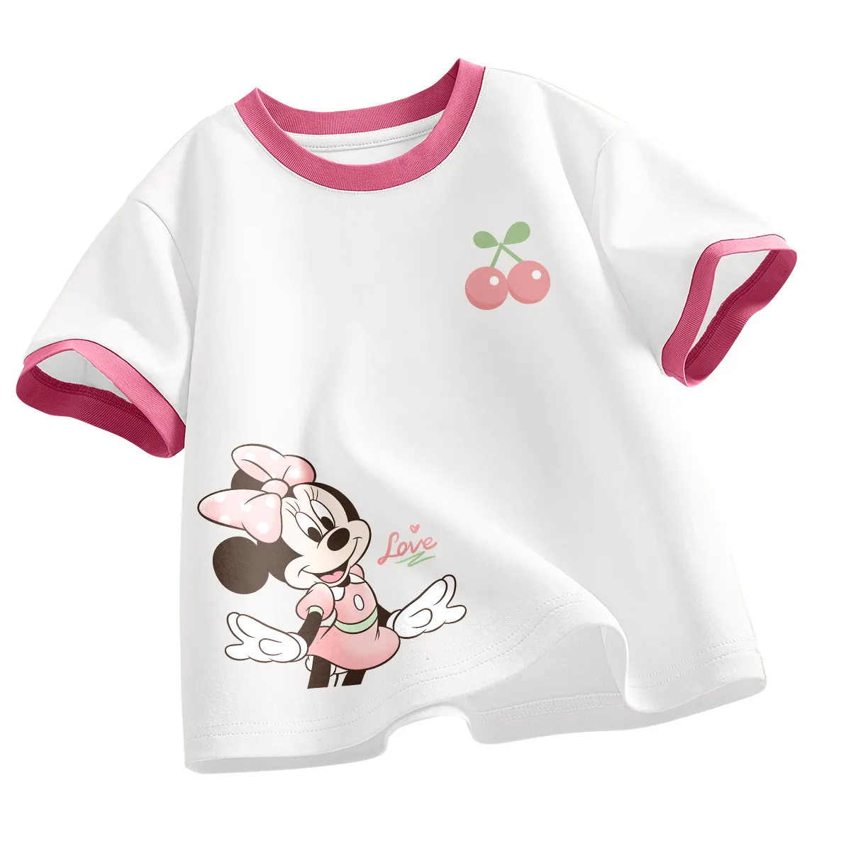 Футболка для детей Crew Neck Moderate Disney, di elegant cherry k белый красный