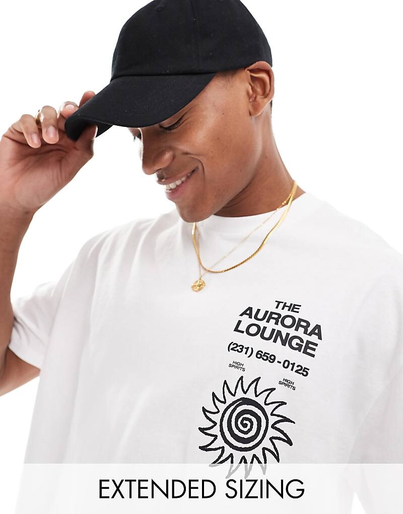 

ASOS DESIGN – белая футболка оверсайз с принтом на груди