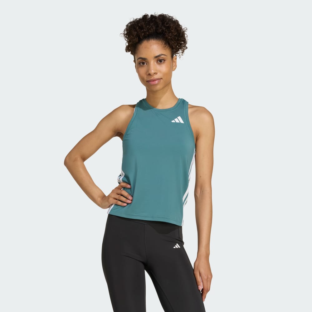 

Спортивный топ Adidas Train Essentials 3-Stripes Workout Tank Top, цвет Preloved Teal/White