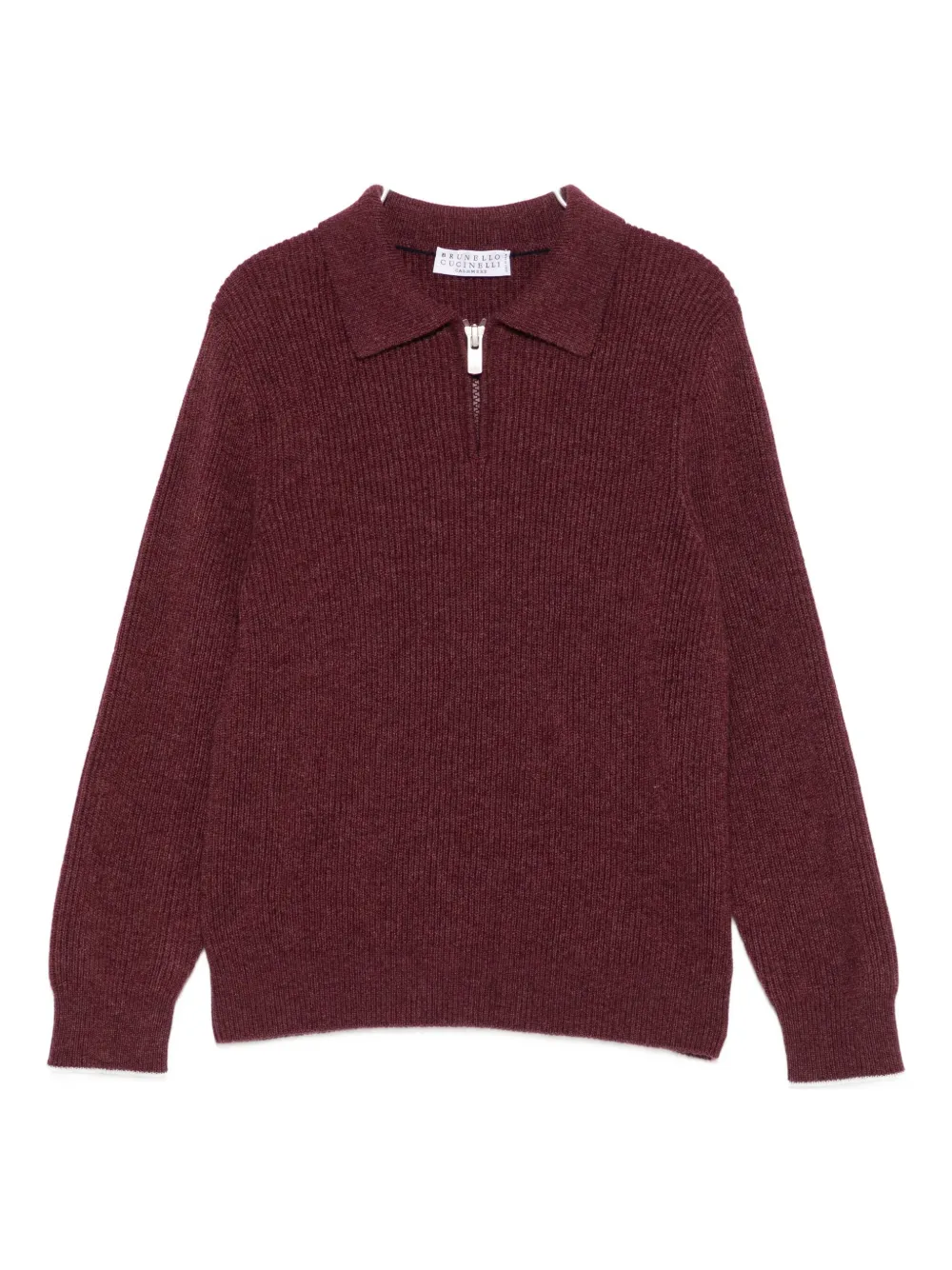 

Рифленый джемпер на молнии у воротника Brunello Cucinelli Kids, красный