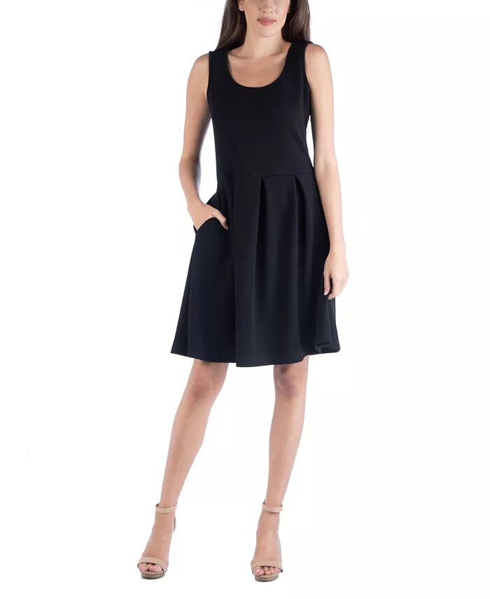 

Мини-платье без рукавов с плиссировкой и карманами 24seven Comfort Apparel, черный