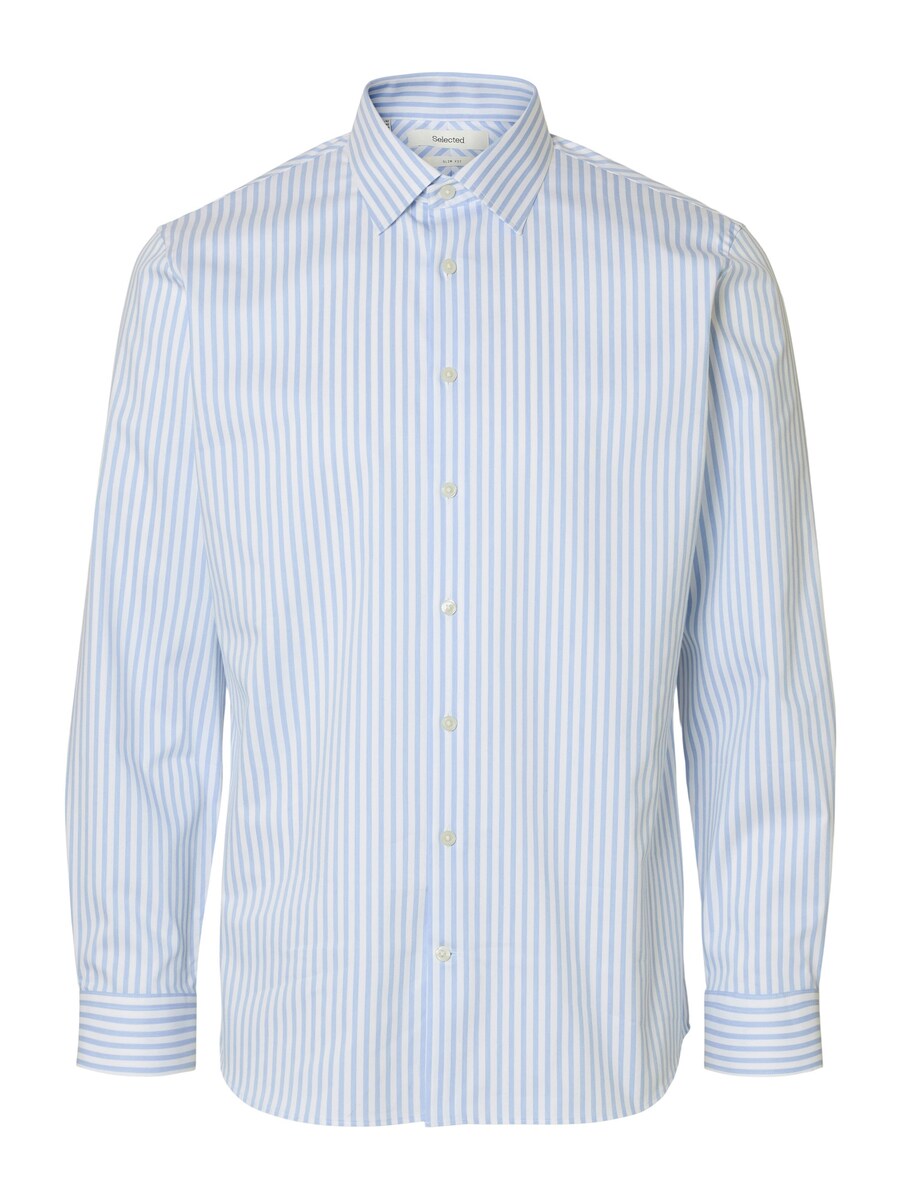 

Рубашка Slim Fit на пуговицах SELECTED, светло-голубой/белый