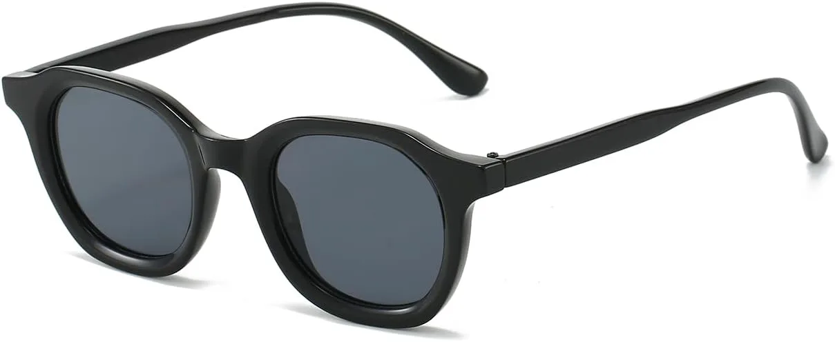 

Ретро круглые солнцезащитные очки для женщин и мужчин, модные простые круглые солнцезащитные очки с защитой от УФ-излучения CUBWOSE, Black Frame/Black Lens