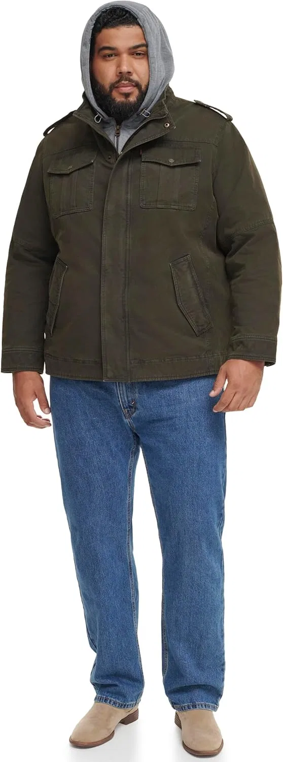 Куртка военная Levi's, хлопок, оливковый/шерпа — фото 3