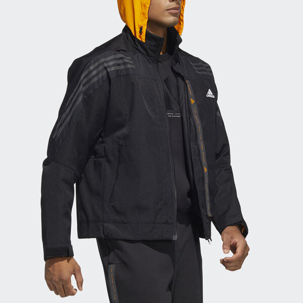 Куртка adidas Th 99 Pro Wvjk Solid Color Stripe Casual Sports Hooded Jacket Black, черный — фото 4