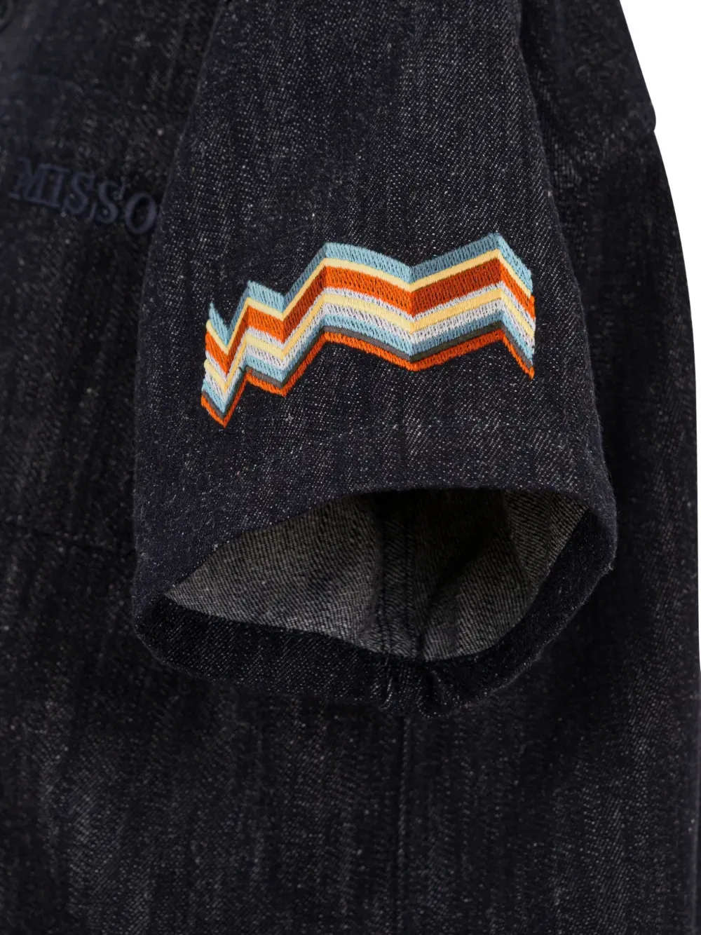 Джинсовая рубашка с вышивкой Missoni Kids, синий — фото 3