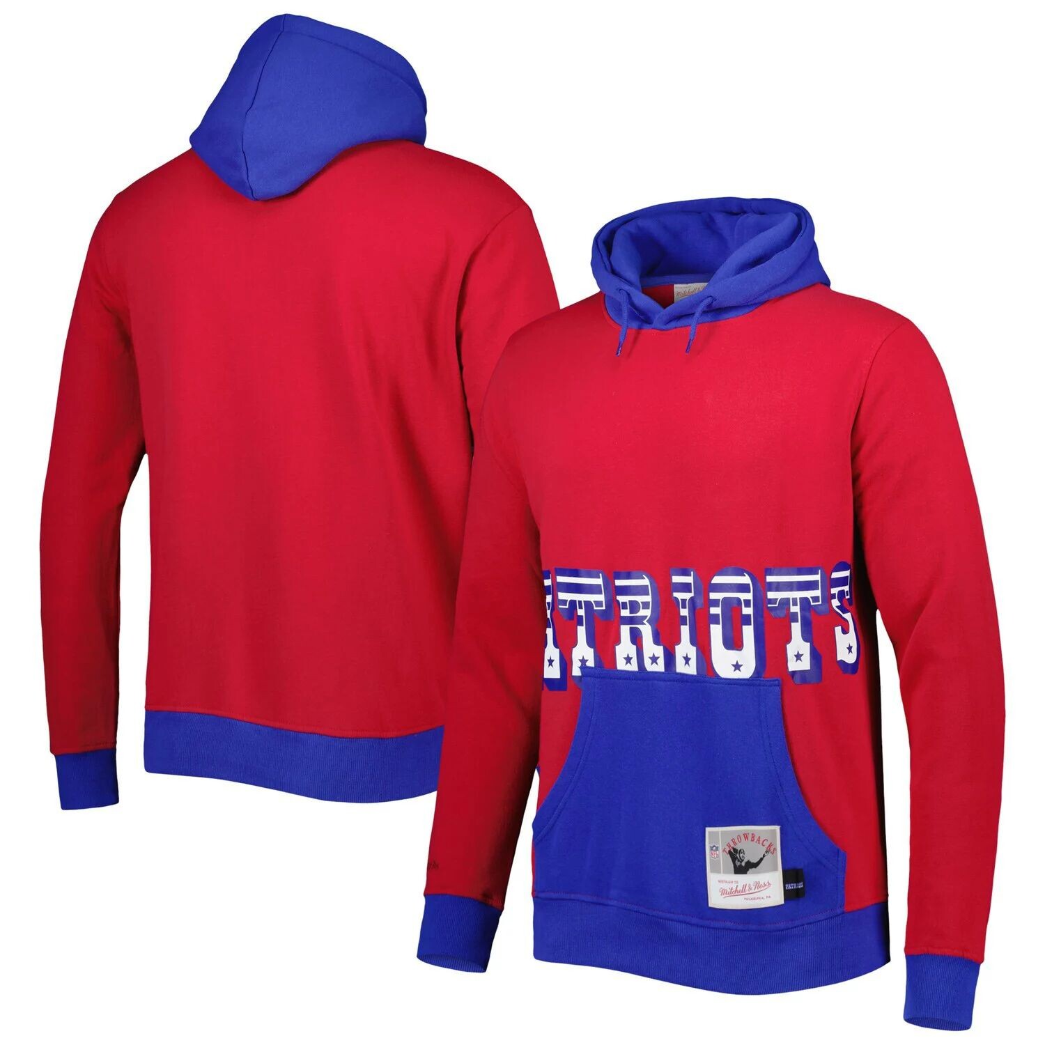 

Мужской красный пуловер с капюшоном Mitchell & Ness New England Patriots Big Face 5.0