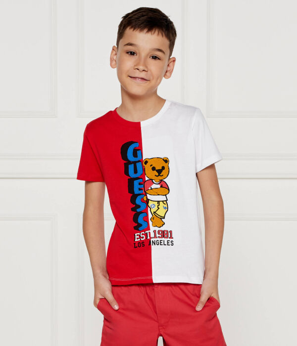 Футболка детская Guess хлопковая с рисунком, мультиколор — фото 3