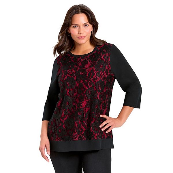 

Женская футболка с кружевом и круглым вырезом Plus Size Avenue, Red Floral Lace, Красный, Женская футболка с кружевом и круглым вырезом Plus Size Avenue, Red Floral Lace