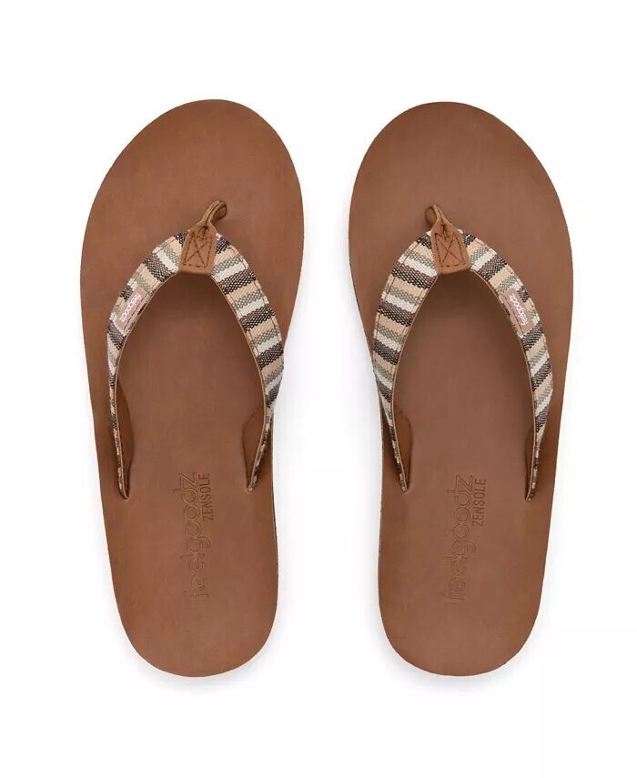 Женские шлепанцы Zensole с тонким плетеным ремешком Kinderz из искусственной кожи Feelgoodz, бежевый — фото 2