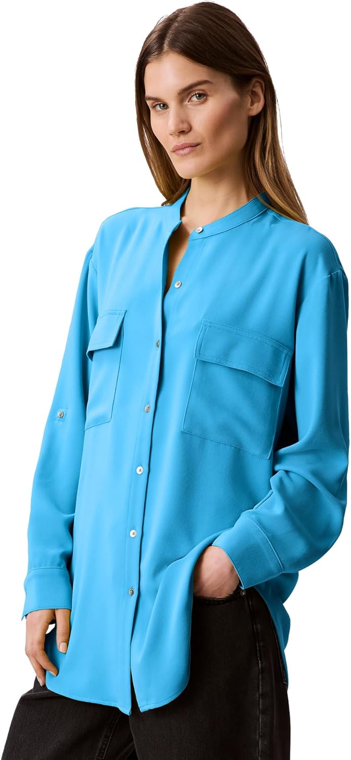 

Женская креповая рубашка Calvin Klein с застежкой на пуговицы, Ethereal Blue