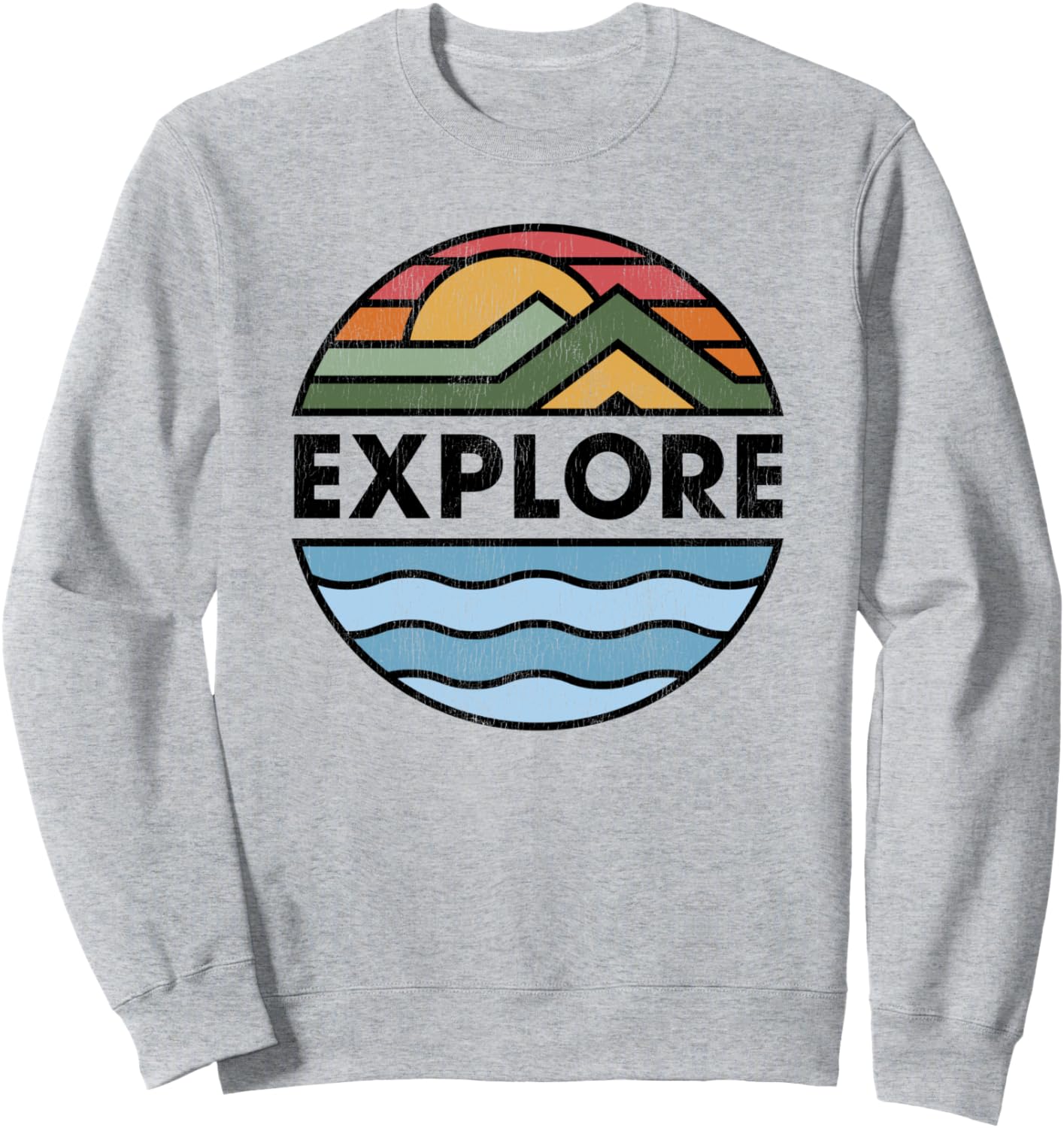 

Футболка с геометрическим рисунком Земли, моря и круга, радужных цветов Trendy Holiday Apparel, серый