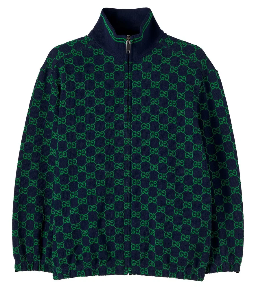 Спортивная куртка GG из хлопкового пике Gucci Kids, зеленый