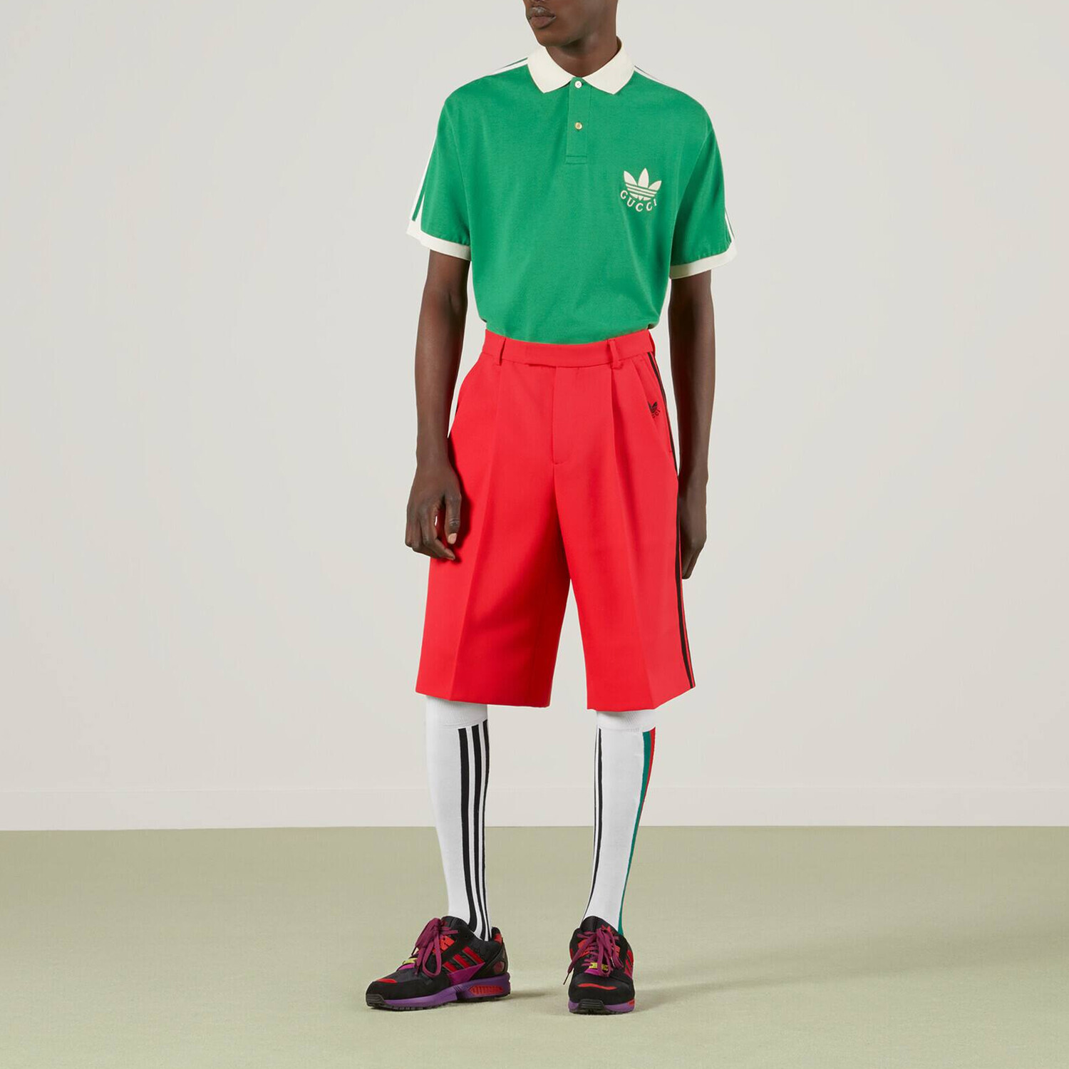 Рубашка поло Adidas X Gucci, мужская, зеленая — фото 2