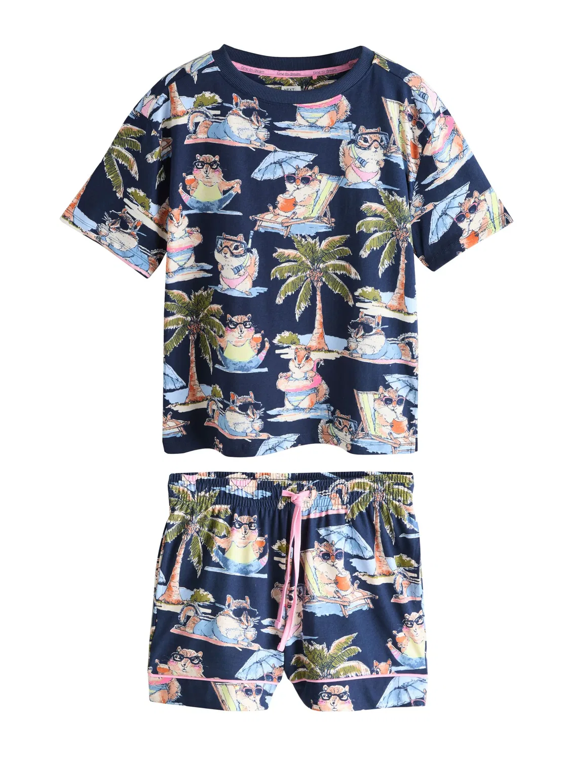 Короткий пижамный комплект Next, Navy/Light Blue