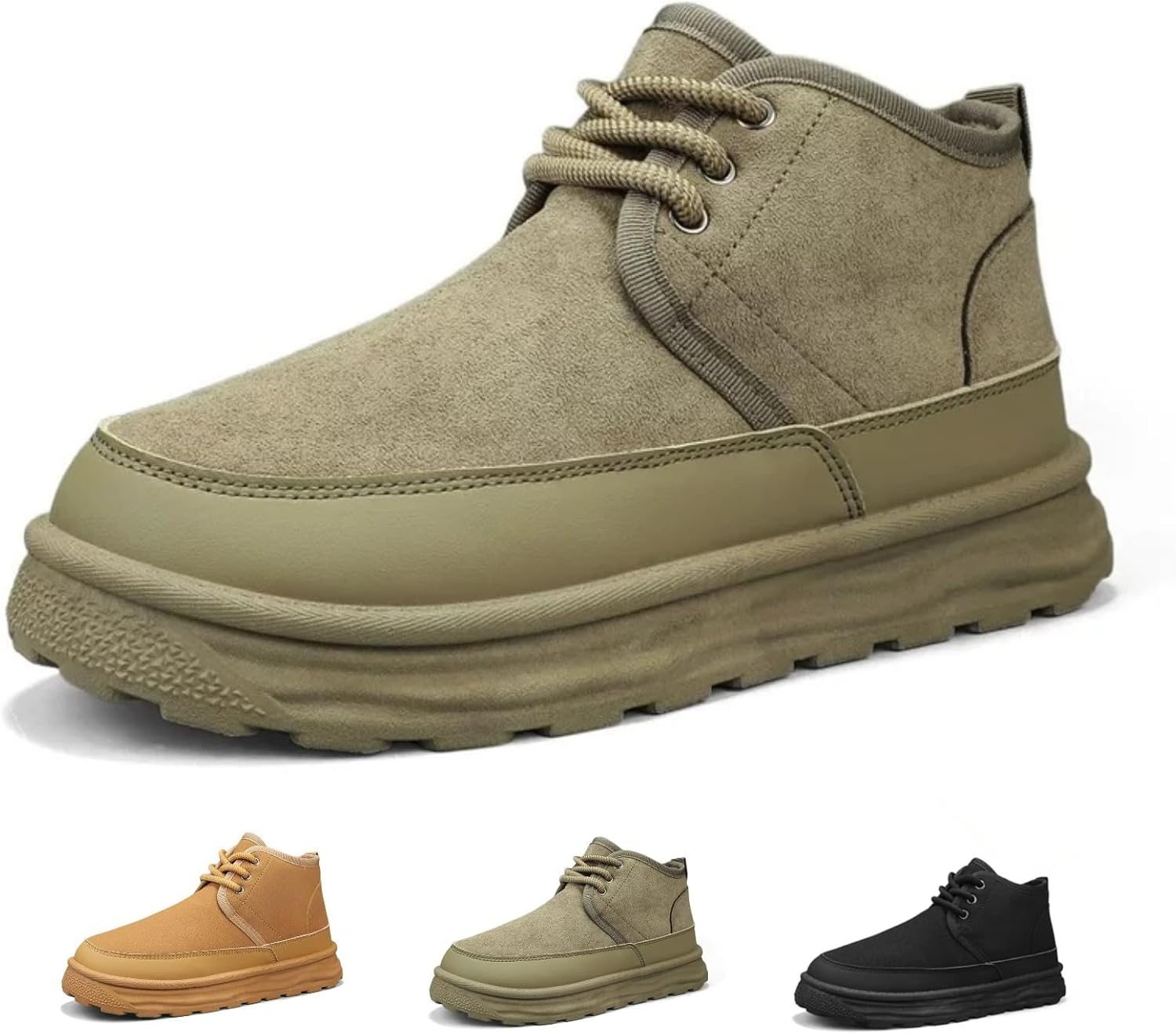 

Зимние мужские боевые ботинки MACEFIL с утеплителем, меховой подкладкой, нескользящей подошвой, удобные модные ботинки для прогулок на улице, зеленый