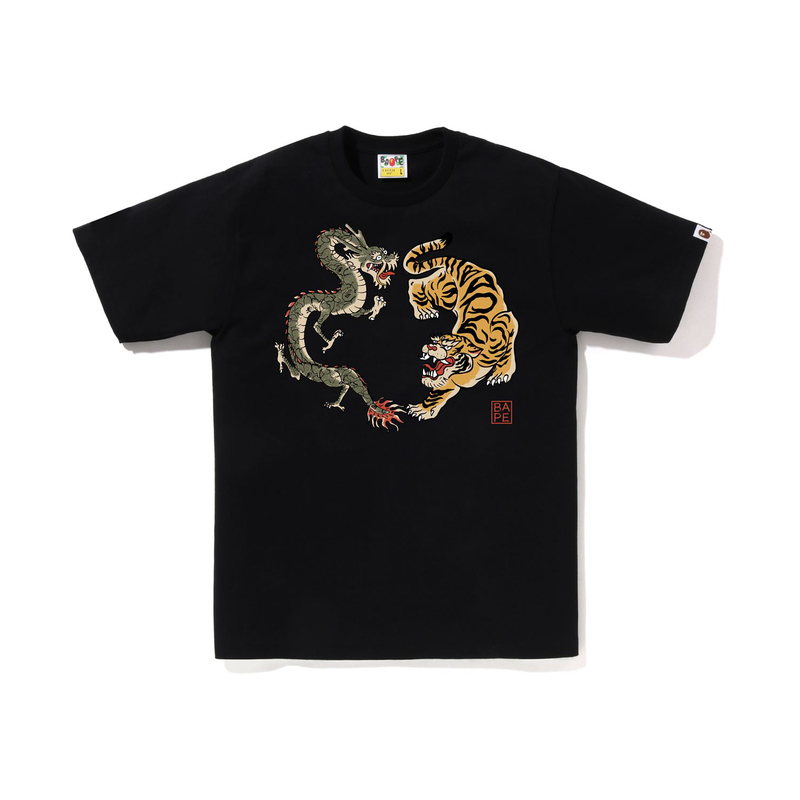 

Футболка Bape Japan Culture Tiger And Dragon A BATHING APE, черная BKX
