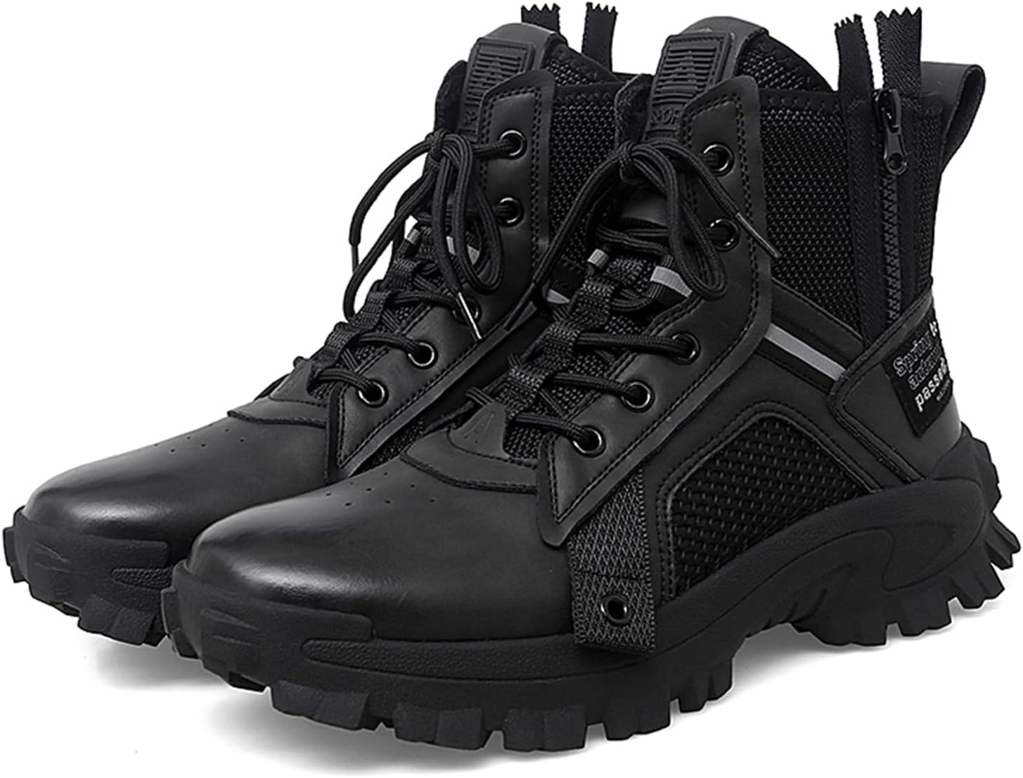 

Мужские высокие дышащие кожаные походные ботинки QAOTEROD, противоскользящие, водонепроницаемые, для промышленного строительства, безопасная обувь, подходящая для кемпинга на открытом воздухе, приключений и строительных работ, черный