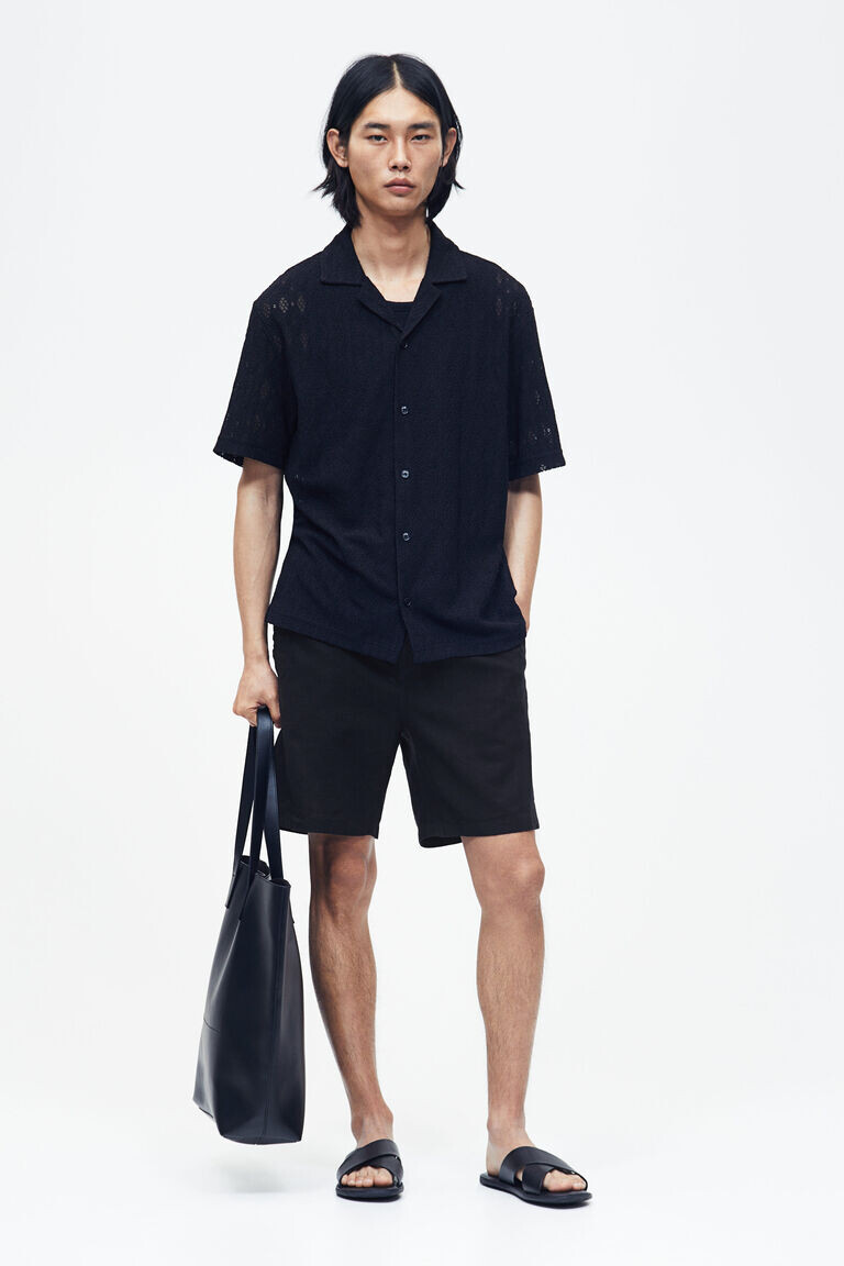 

Шорты regular fit из смесового льна H&M, черный