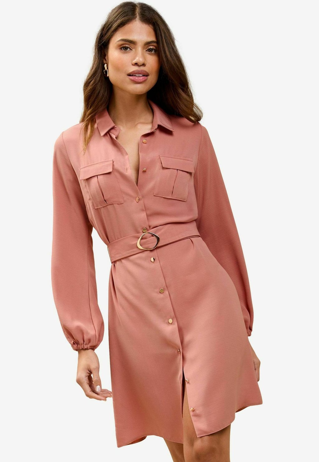 

Платье-рубашка REGULAR FIT-LONG SLEEVE BUTTON THROUGH Lipsy, розовый