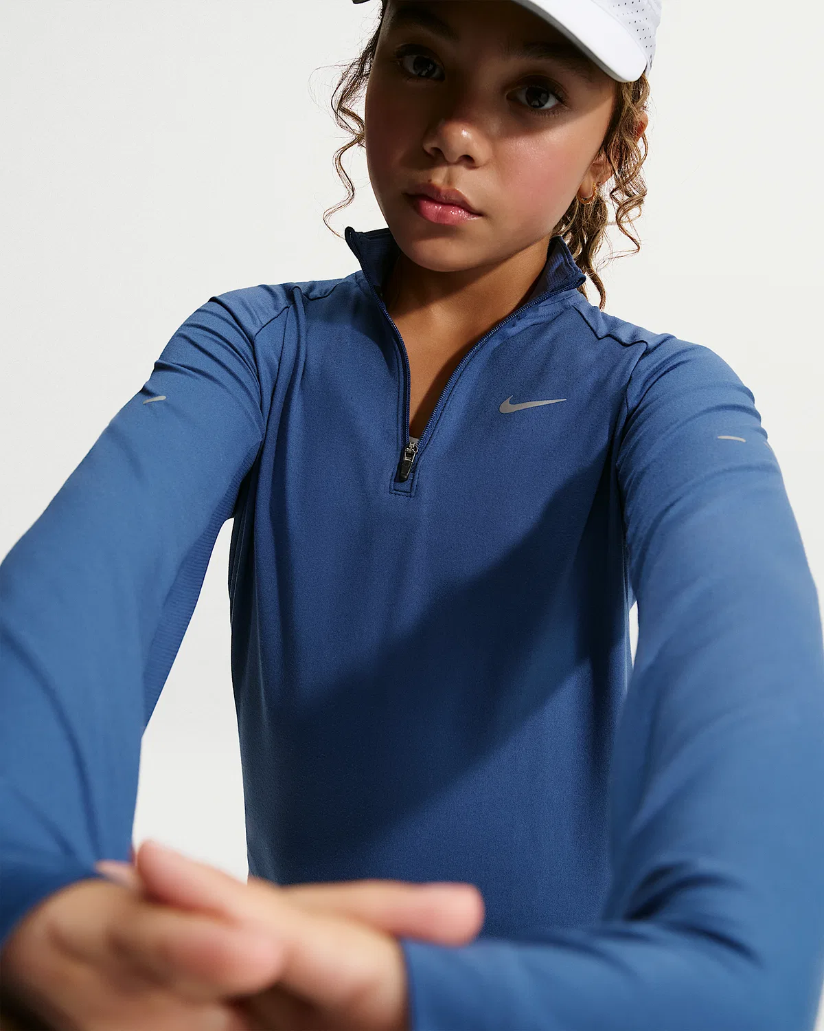Детская футболка Nike Stride Dri-FIT с половиной молнии, Mystic Navy — фото 3