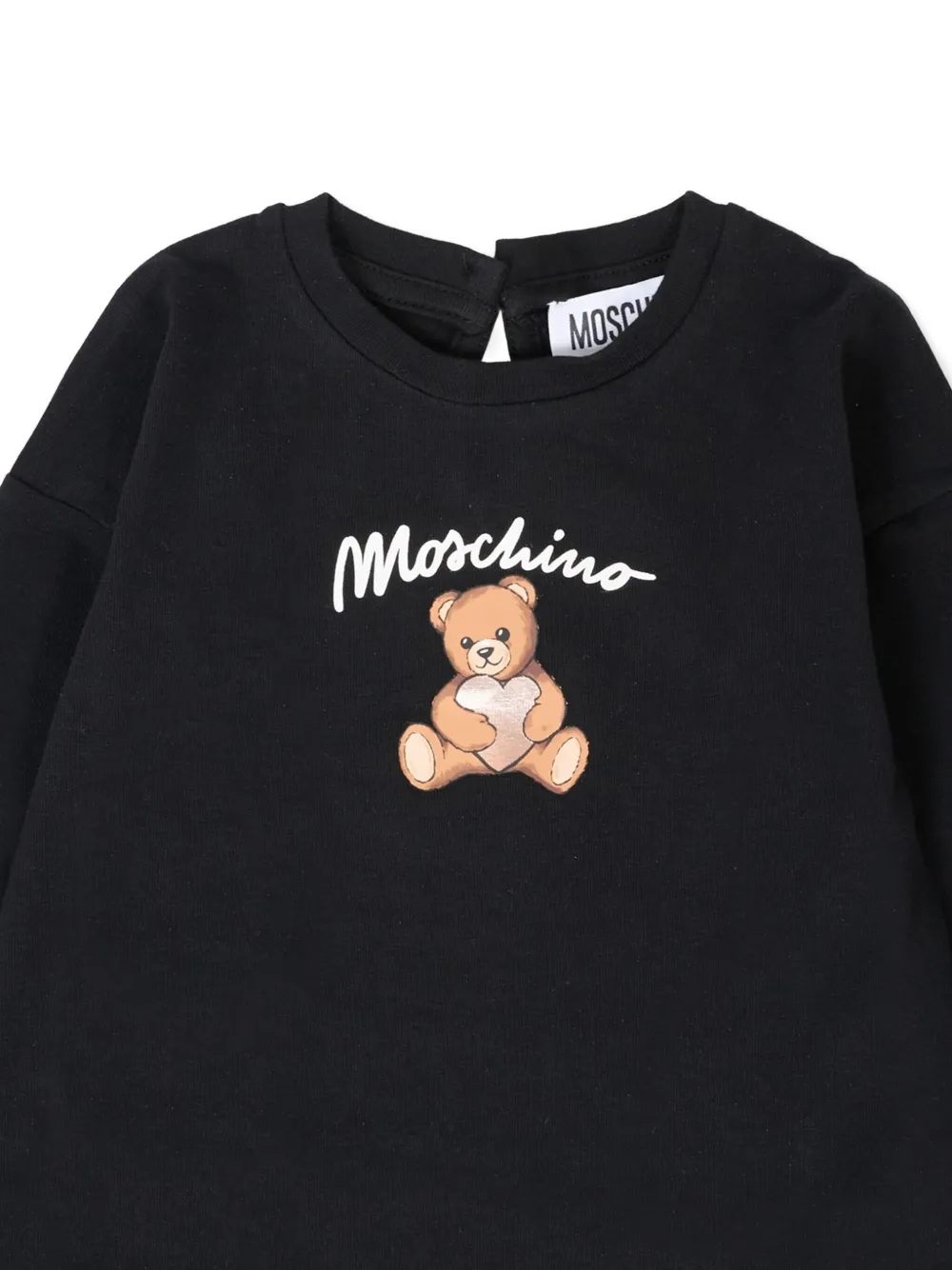 Футболка с принтом плюшевого мишки и оборками Moschino Kids, черный — фото 3