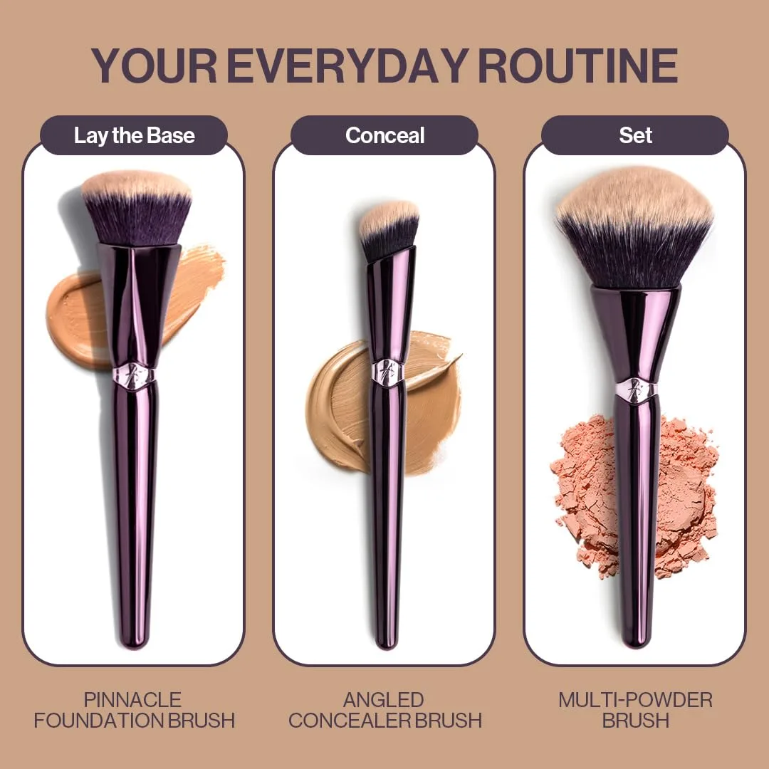 Набор кистей для макияжа Anisa Beauty Starter Everyday - 3 основные кисти для тонального крема, консилера и пудры, мягкие синтетические волокна для безупречного покрытия, Black — фото 4