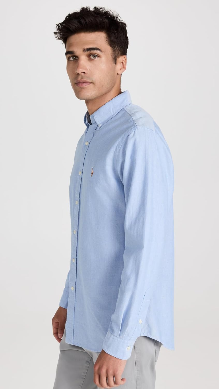 POLO RALPH LAUREN Мужская классическая рубашка Iconic Oxford, Blue — фото 4