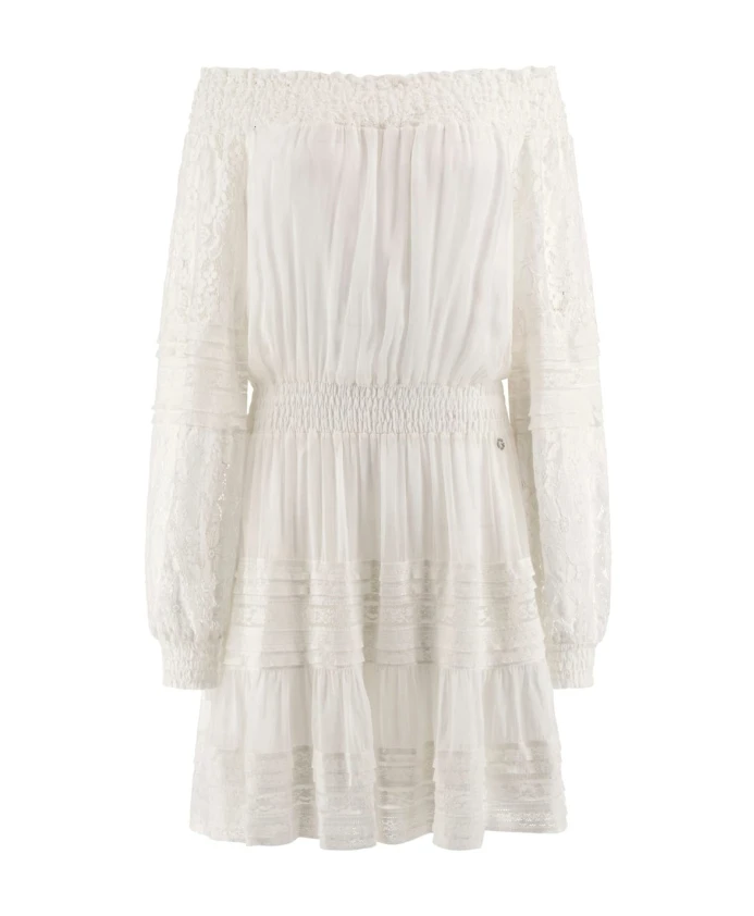 

Белое мини-платье с открытыми плечами Guess, белый