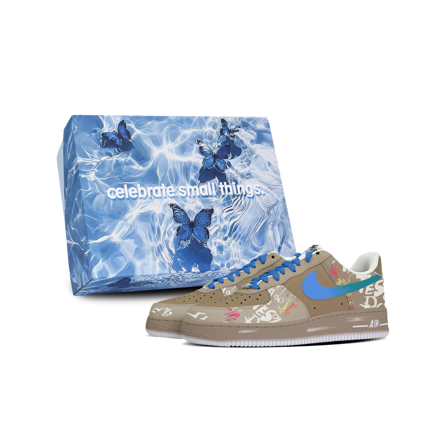 

Nike Кроссовки для скейтбординга Air Force 1 с амортизацией, легкие, дышащие, низкие, мужские, сине-серый