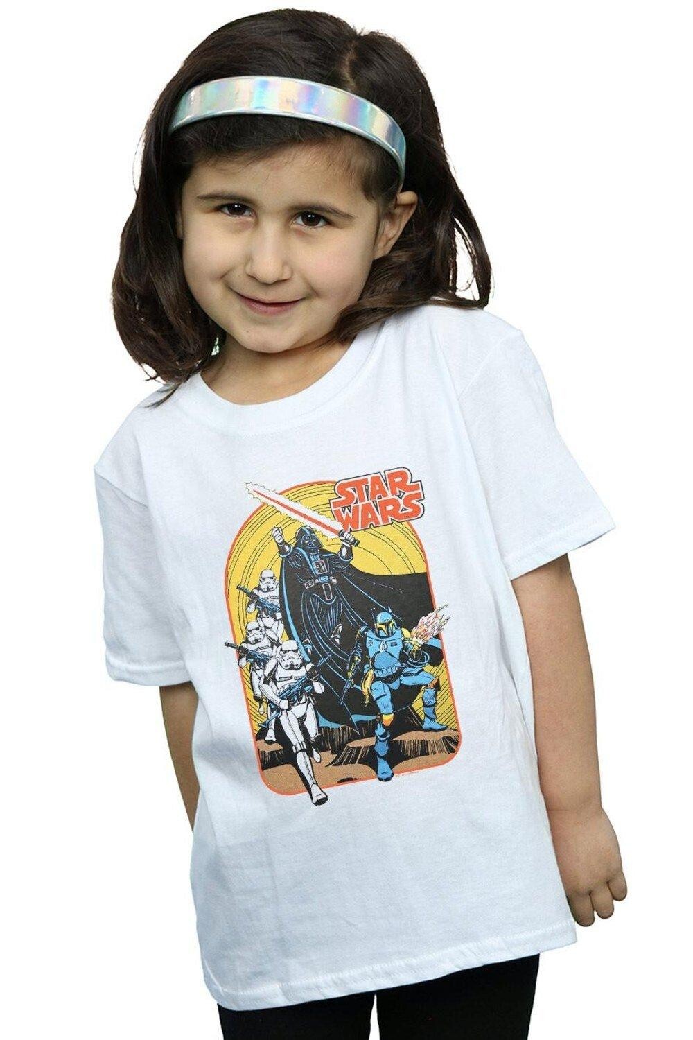 

Винтажная хлопковая футболка с изображением комиксов Star Wars, белый