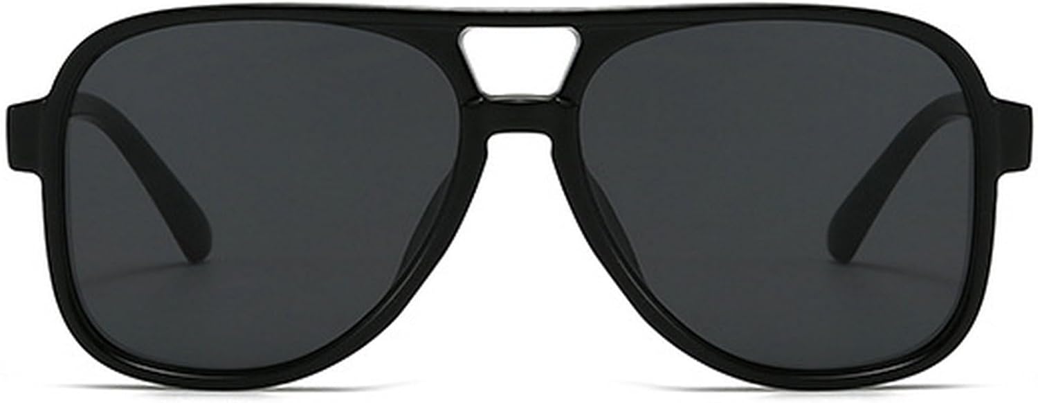 

Солнцезащитные очки Double Bridges Pilot для женщин, винтажные заклепки для мужчин, прозрачные линзы Ocean Lens, защита от УФ-излучения UV400, квадратная форма mincl, Black