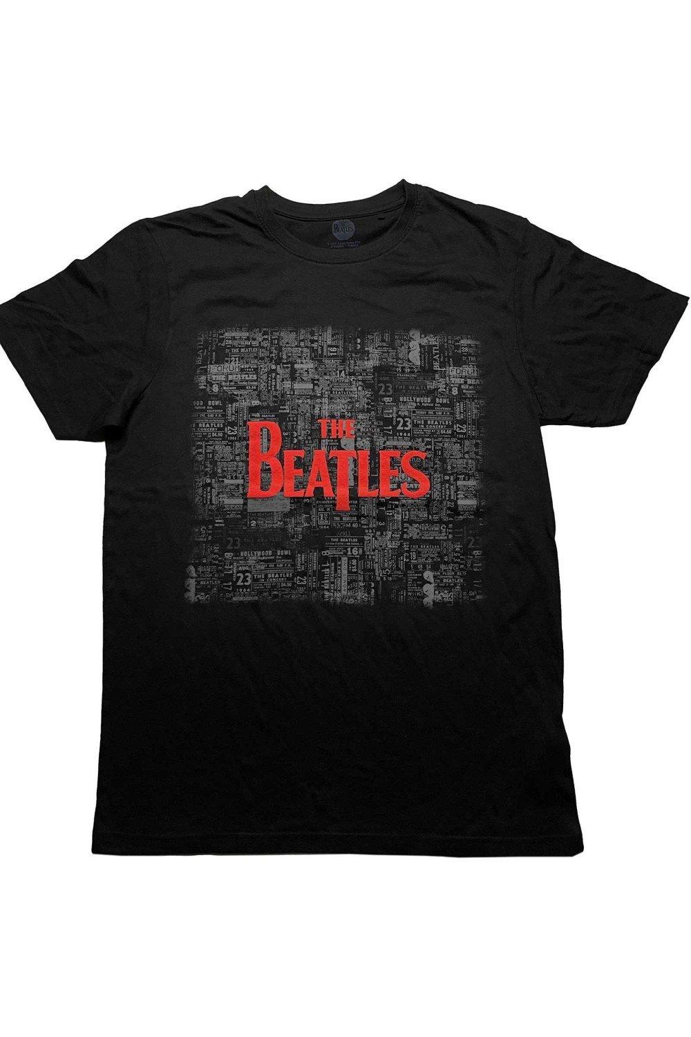 

Хлопковая футболка с принтом Tickets & Logo The Beatles, черный