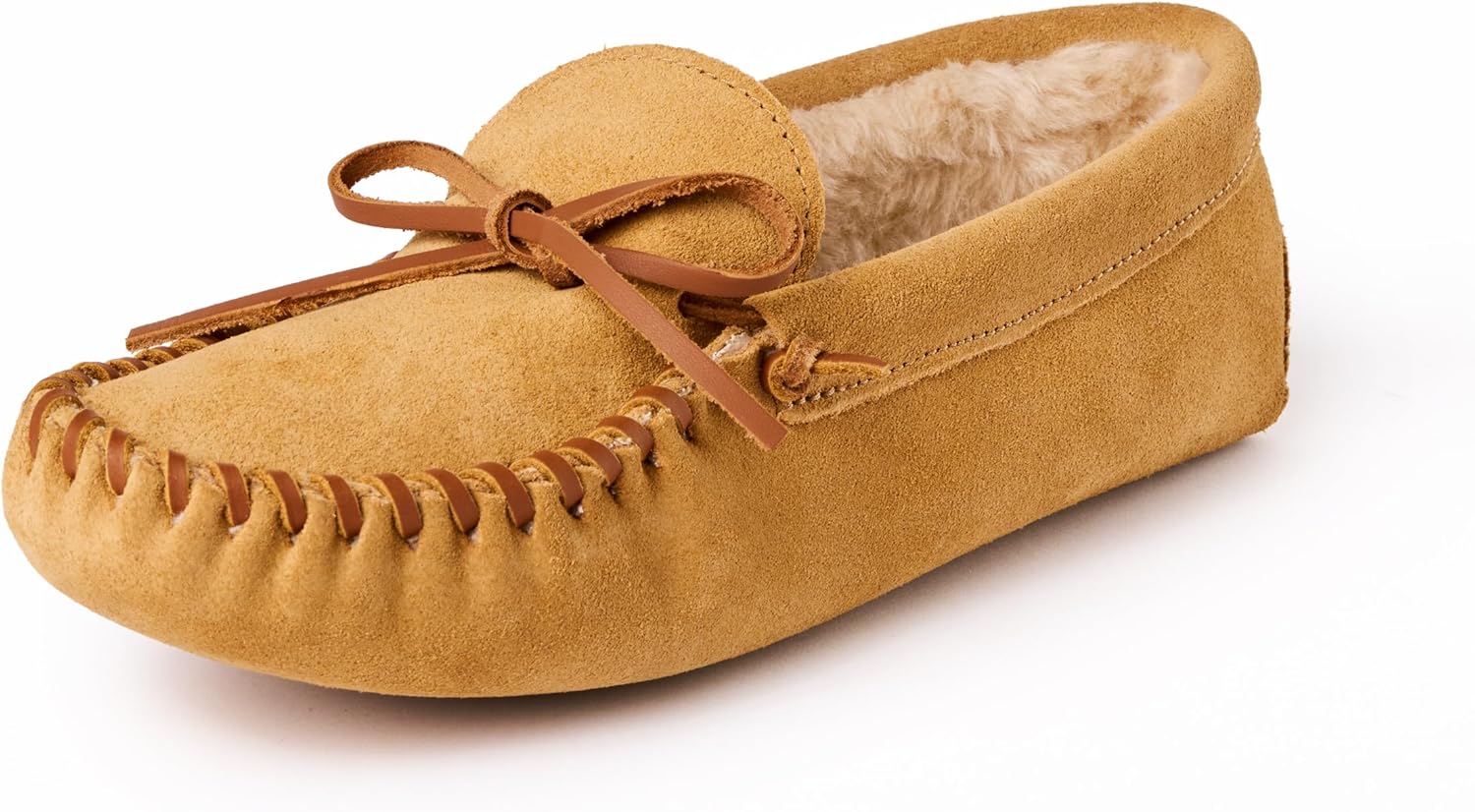 

Мужские тапочки Minnetonka с ворсистой подкладкой и мягкой кожаной подошвой, Tan - Classic
