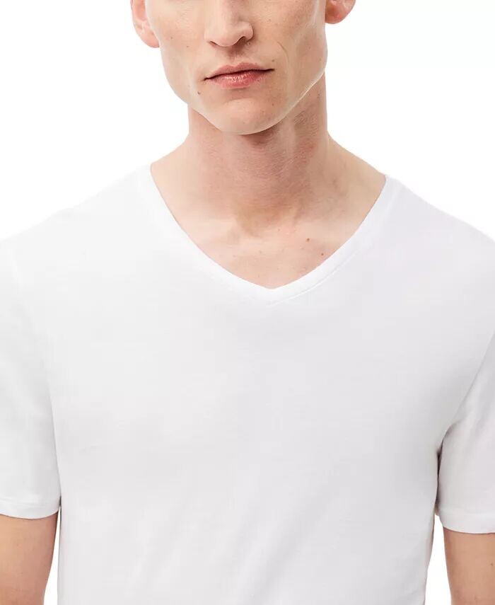 Футболки Lacoste, мужские, облегающие, белые — фото 3