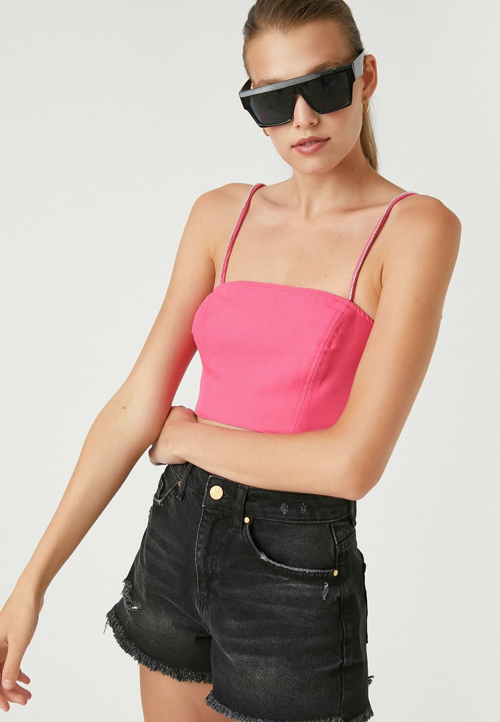 

Топ Jewel Detail Crop Tank Top Koton, розовый