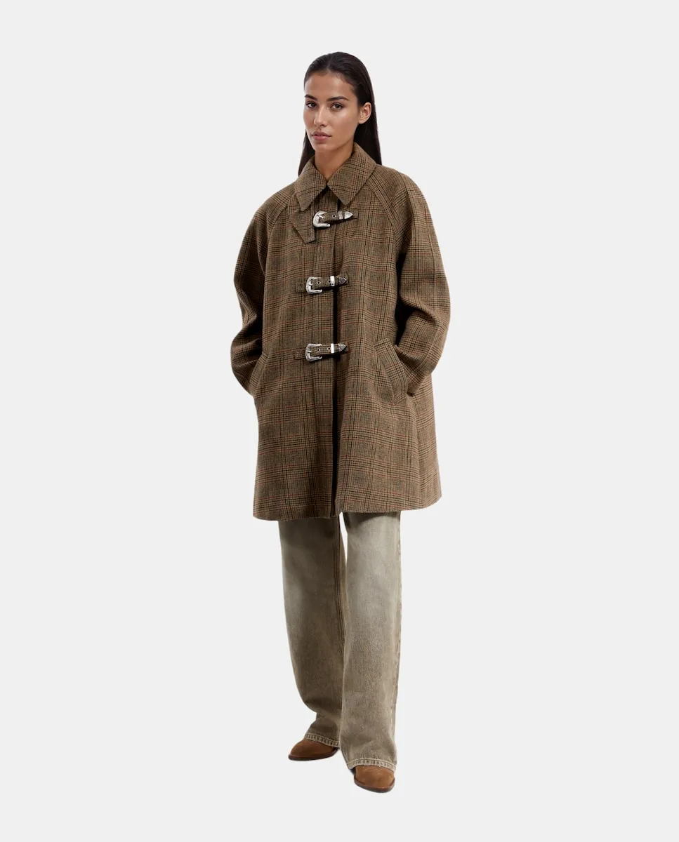 

Женское свободное пальто с серебряными пряжками The Kooples, коричневый