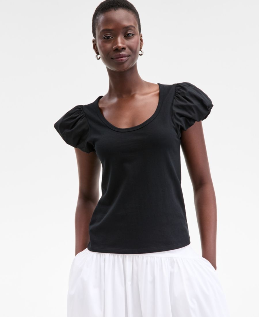 

Женская футболка с рукавами-баллонами и вырезом-лодочкой On 34th, Deep Black, Черный, Женская футболка с рукавами-баллонами и вырезом-лодочкой On 34th, Deep Black