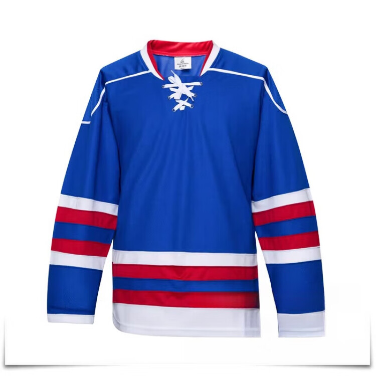 

He Jiagong Новая хоккейная форма 2024, тренировочный костюм для хоккея на траве и льду, синий с красными и синими полосами, XXXL