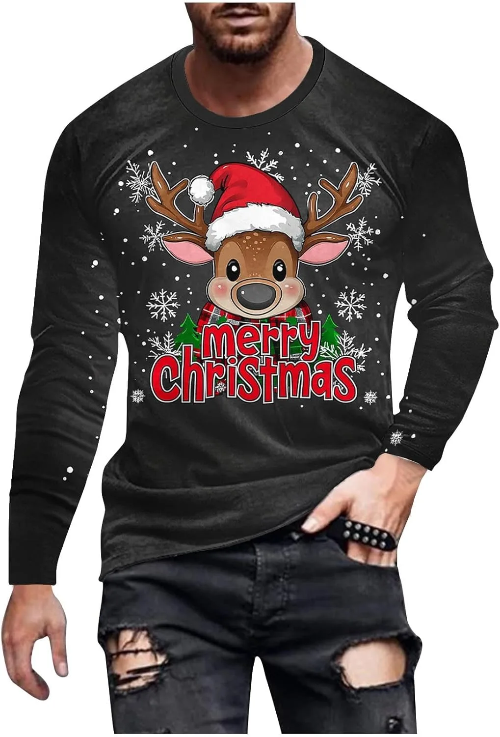 

Футболка с принтом для мужчин, Long Sleeve, Holiday Christmas