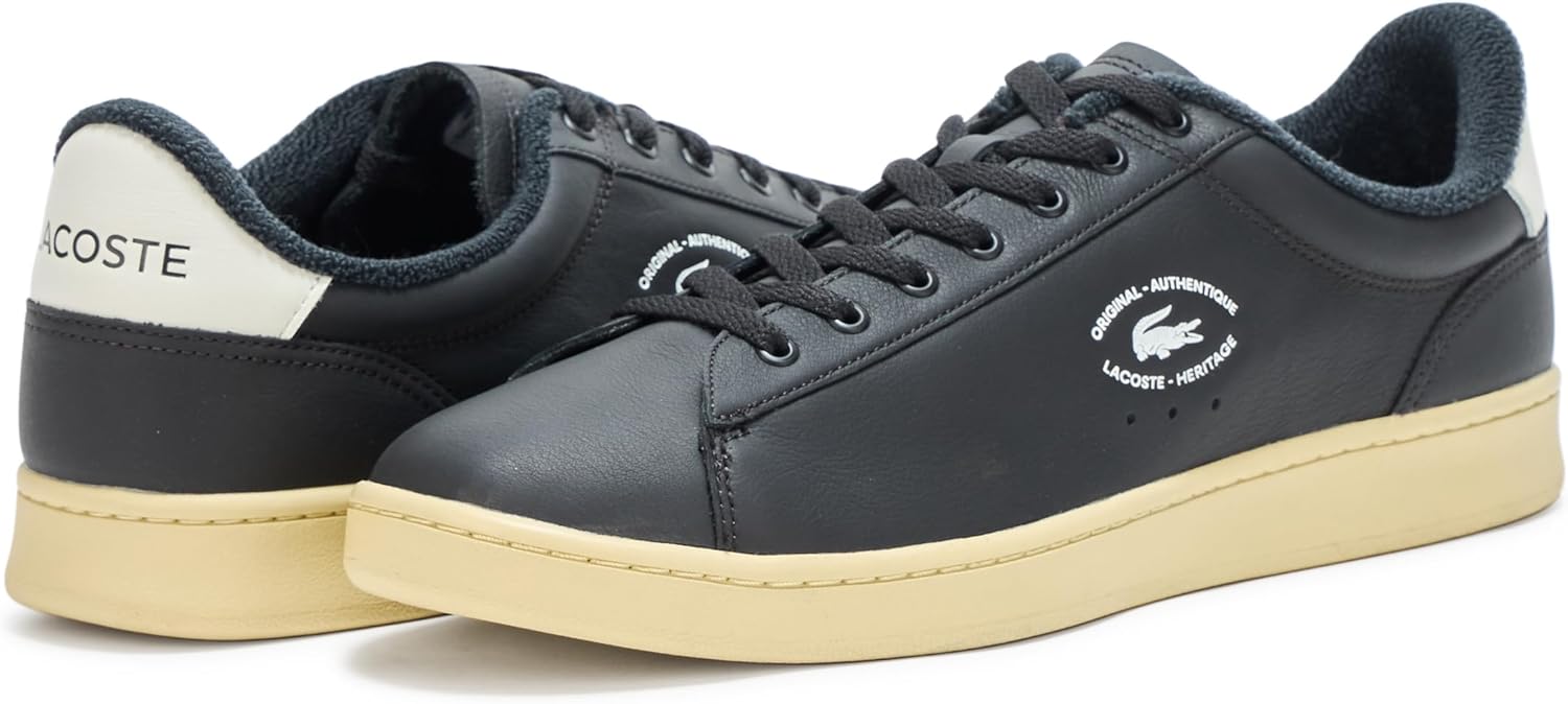 Lacoste мужские кожаные кроссовки Carnaby Set, Black & Light Yellow — фото 3